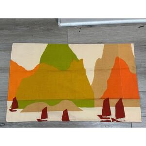Vintage Vera Neuman Sail Boat Landscape Standard Pillow Case Abstract EarthTones